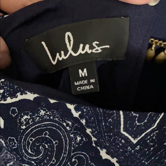 Lulus Navy Paisley Chain Back Dress - Picture 4 of 5